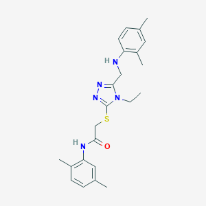 molecular formula C23H29N5OS B419414 2-({5-[(2,4-dimethylanilino)methyl]-4-ethyl-4H-1,2,4-triazol-3-yl}sulfanyl)-N-(2,5-dimethylphenyl)acetamide 