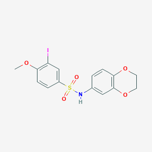 molecular formula C15H14INO5S B4194169 N-(2,3-dihydro-1,4-benzodioxin-6-yl)-3-iodo-4-methoxybenzenesulfonamide 