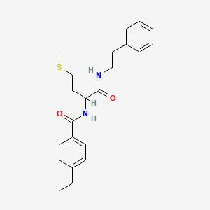 molecular formula C22H28N2O2S B4194177 4-ethyl-N-(3-(methylthio)-1-{[(2-phenylethyl)amino]carbonyl}propyl)benzamide 