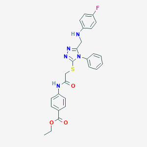 molecular formula C26H24FN5O3S B419418 ethyl 4-{[({5-[(4-fluoroanilino)methyl]-4-phenyl-4H-1,2,4-triazol-3-yl}sulfanyl)acetyl]amino}benzoate 