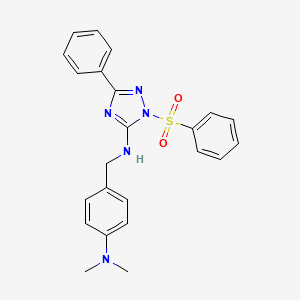 molecular formula C23H23N5O2S B4194180 N-[4-(dimethylamino)benzyl]-3-phenyl-1-(phenylsulfonyl)-1H-1,2,4-triazol-5-amine 