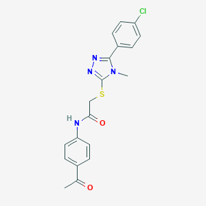 molecular formula C19H17ClN4O2S B419420 N-(4-acetylphenyl)-2-{[5-(4-chlorophenyl)-4-methyl-4H-1,2,4-triazol-3-yl]sulfanyl}acetamide 