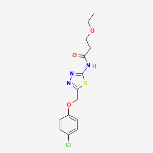 molecular formula C14H16ClN3O3S B4194212 N-{5-[(4-chlorophenoxy)methyl]-1,3,4-thiadiazol-2-yl}-3-ethoxypropanamide 