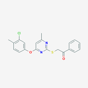 2-[4-(3-Chloro-4-methylphenoxy)-6-methylpyrimidin-2-yl]sulfanyl-1-phenylethanone