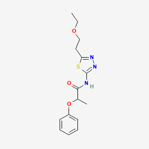 molecular formula C15H19N3O3S B4194249 N-[5-(2-ethoxyethyl)-1,3,4-thiadiazol-2-yl]-2-phenoxypropanamide 