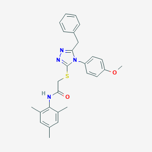 molecular formula C27H28N4O2S B419427 2-{[5-benzyl-4-(4-methoxyphenyl)-4H-1,2,4-triazol-3-yl]sulfanyl}-N-mesitylacetamide 