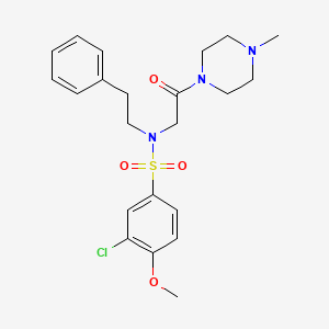 molecular formula C22H28ClN3O4S B4194273 3-chloro-4-methoxy-N-[2-(4-methyl-1-piperazinyl)-2-oxoethyl]-N-(2-phenylethyl)benzenesulfonamide 
