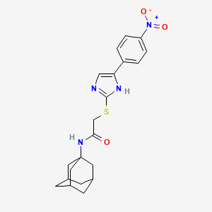 molecular formula C21H24N4O3S B4194291 N-1-adamantyl-2-{[4-(4-nitrophenyl)-1H-imidazol-2-yl]thio}acetamide 