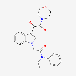 molecular formula C24H25N3O4 B4194308 N-ethyl-2-{3-[4-morpholinyl(oxo)acetyl]-1H-indol-1-yl}-N-phenylacetamide 