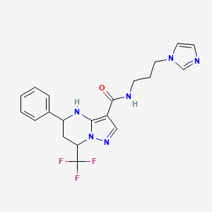 molecular formula C20H21F3N6O B4194316 N-[3-(1H-imidazol-1-yl)propyl]-5-phenyl-7-(trifluoromethyl)-4,5,6,7-tetrahydropyrazolo[1,5-a]pyrimidine-3-carboxamide 