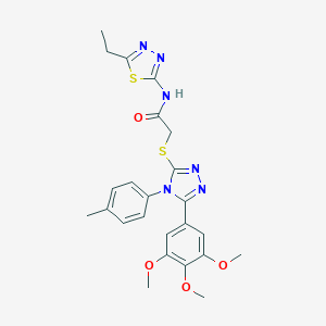 molecular formula C24H26N6O4S2 B419432 N-(5-ethyl-1,3,4-thiadiazol-2-yl)-2-{[4-(4-methylphenyl)-5-(3,4,5-trimethoxyphenyl)-4H-1,2,4-triazol-3-yl]sulfanyl}acetamide 