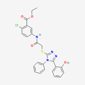 molecular formula C25H21ClN4O4S B4194320 ethyl 2-chloro-5-[({[5-(2-hydroxyphenyl)-4-phenyl-4H-1,2,4-triazol-3-yl]thio}acetyl)amino]benzoate 