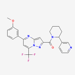 molecular formula C25H22F3N5O2 B4194328 5-(3-methoxyphenyl)-2-{[2-(3-pyridinyl)-1-piperidinyl]carbonyl}-7-(trifluoromethyl)pyrazolo[1,5-a]pyrimidine 