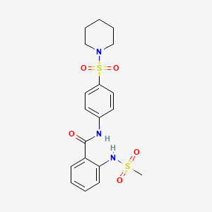 molecular formula C19H23N3O5S2 B4194350 2-[(methylsulfonyl)amino]-N-[4-(1-piperidinylsulfonyl)phenyl]benzamide 