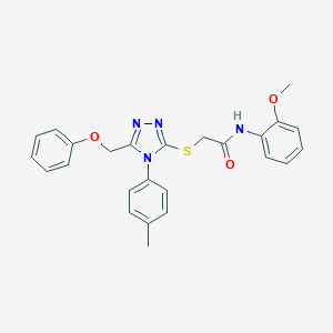molecular formula C25H24N4O3S B419437 N-(2-methoxyphenyl)-2-[[4-(4-methylphenyl)-5-(phenoxymethyl)-1,2,4-triazol-3-yl]sulfanyl]acetamide CAS No. 333322-50-2