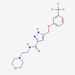 molecular formula C18H21F3N4O3 B4194377 N-[2-(4-morpholinyl)ethyl]-5-{[3-(trifluoromethyl)phenoxy]methyl}-1H-pyrazole-3-carboxamide 