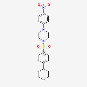 molecular formula C22H27N3O4S B4194387 1-[(4-cyclohexylphenyl)sulfonyl]-4-(4-nitrophenyl)piperazine 