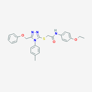 molecular formula C26H26N4O3S B419440 N-(4-ethoxyphenyl)-2-{[4-(4-methylphenyl)-5-(phenoxymethyl)-4H-1,2,4-triazol-3-yl]sulfanyl}acetamide CAS No. 333322-66-0