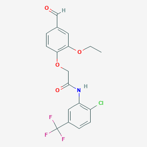 molecular formula C18H15ClF3NO4 B4194420 N-[2-chloro-5-(trifluoromethyl)phenyl]-2-(2-ethoxy-4-formylphenoxy)acetamide 