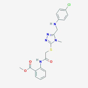 molecular formula C20H20ClN5O3S B419444 Methyl 2-[[2-[[5-[(4-chloroanilino)methyl]-4-methyl-1,2,4-triazol-3-yl]sulfanyl]acetyl]amino]benzoate CAS No. 333314-29-7