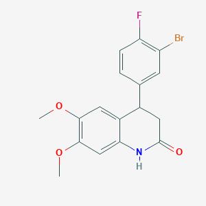 molecular formula C17H15BrFNO3 B4194440 4-(3-bromo-4-fluorophenyl)-6,7-dimethoxy-3,4-dihydro-2(1H)-quinolinone 