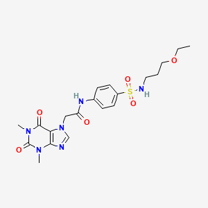 molecular formula C20H26N6O6S B4194460 2-(1,3-dimethyl-2,6-dioxo-1,2,3,6-tetrahydro-7H-purin-7-yl)-N-(4-{[(3-ethoxypropyl)amino]sulfonyl}phenyl)acetamide 