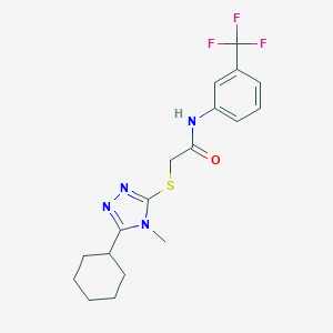 molecular formula C18H21F3N4OS B419447 2-[(5-cyclohexyl-4-methyl-4H-1,2,4-triazol-3-yl)sulfanyl]-N-[3-(trifluoromethyl)phenyl]acetamide 
