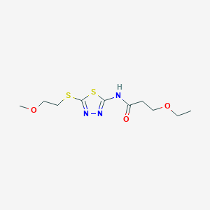 molecular formula C10H17N3O3S2 B4194475 3-ethoxy-N-{5-[(2-methoxyethyl)thio]-1,3,4-thiadiazol-2-yl}propanamide 