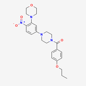 molecular formula C24H30N4O5 B4194479 4-{2-nitro-5-[4-(4-propoxybenzoyl)-1-piperazinyl]phenyl}morpholine 