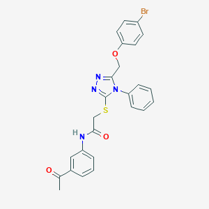 molecular formula C25H21BrN4O3S B419450 N-(3-acetylphenyl)-2-({5-[(4-bromophenoxy)methyl]-4-phenyl-4H-1,2,4-triazol-3-yl}sulfanyl)acetamide 