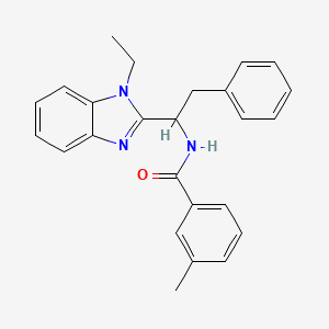 molecular formula C25H25N3O B4194512 N-[1-(1-ethyl-1H-benzimidazol-2-yl)-2-phenylethyl]-3-methylbenzamide 