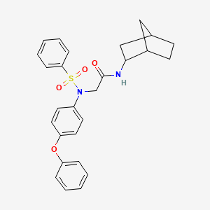molecular formula C27H28N2O4S B4194525 N~1~-bicyclo[2.2.1]hept-2-yl-N~2~-(4-phenoxyphenyl)-N~2~-(phenylsulfonyl)glycinamide 