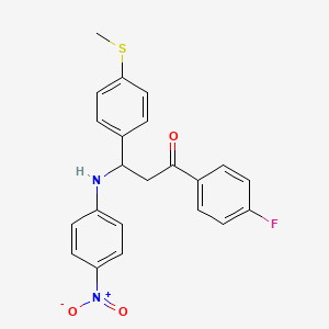 molecular formula C22H19FN2O3S B4194533 1-(4-fluorophenyl)-3-[4-(methylthio)phenyl]-3-[(4-nitrophenyl)amino]-1-propanone 