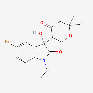 molecular formula C17H20BrNO4 B4194542 5-bromo-3-(6,6-dimethyl-4-oxotetrahydro-2H-pyran-3-yl)-1-ethyl-3-hydroxy-1,3-dihydro-2H-indol-2-one 