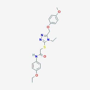 molecular formula C22H26N4O4S B419455 N-(4-ethoxyphenyl)-2-({4-ethyl-5-[(4-methoxyphenoxy)methyl]-4H-1,2,4-triazol-3-yl}sulfanyl)acetamide 