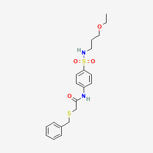 molecular formula C20H26N2O4S2 B4194588 2-(benzylthio)-N-(4-{[(3-ethoxypropyl)amino]sulfonyl}phenyl)acetamide 