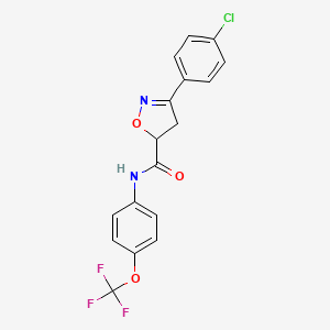 molecular formula C17H12ClF3N2O3 B4194594 3-(4-chlorophenyl)-N-[4-(trifluoromethoxy)phenyl]-4,5-dihydro-5-isoxazolecarboxamide 