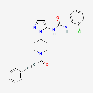 molecular formula C24H22ClN5O2 B4194607 N-(2-chlorophenyl)-N'-{1-[1-(3-phenyl-2-propynoyl)-4-piperidinyl]-1H-pyrazol-5-yl}urea 
