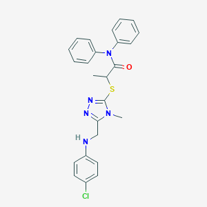 molecular formula C25H24ClN5OS B419461 2-({5-[(4-chloroanilino)methyl]-4-methyl-4H-1,2,4-triazol-3-yl}sulfanyl)-N,N-diphenylpropanamide 