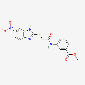 molecular formula C17H14N4O5S B4194619 methyl 3-({[(6-nitro-1H-benzimidazol-2-yl)thio]acetyl}amino)benzoate 