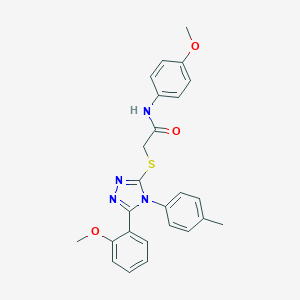 molecular formula C25H24N4O3S B419466 N-(4-methoxyphenyl)-2-[[5-(2-methoxyphenyl)-4-(4-methylphenyl)-1,2,4-triazol-3-yl]sulfanyl]acetamide CAS No. 333313-43-2