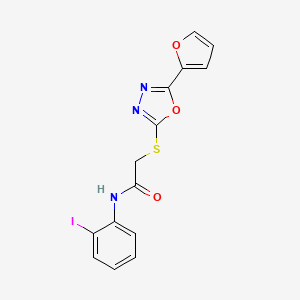 molecular formula C14H10IN3O3S B4194692 2-{[5-(2-furyl)-1,3,4-oxadiazol-2-yl]thio}-N-(2-iodophenyl)acetamide 