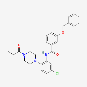 molecular formula C27H28ClN3O3 B4194706 3-(benzyloxy)-N-[5-chloro-2-(4-propionyl-1-piperazinyl)phenyl]benzamide 