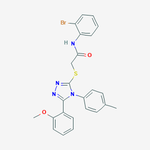molecular formula C24H21BrN4O2S B419471 N-(2-bromophenyl)-2-{[5-(2-methoxyphenyl)-4-(4-methylphenyl)-4H-1,2,4-triazol-3-yl]sulfanyl}acetamide 