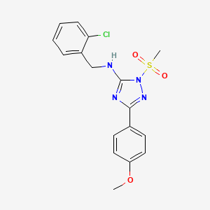 molecular formula C17H17ClN4O3S B4194735 N-(2-chlorobenzyl)-3-(4-methoxyphenyl)-1-(methylsulfonyl)-1H-1,2,4-triazol-5-amine 