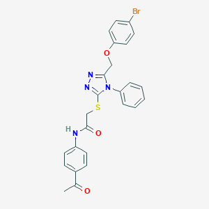 molecular formula C25H21BrN4O3S B419474 N-(4-acetylphenyl)-2-({5-[(4-bromophenoxy)methyl]-4-phenyl-4H-1,2,4-triazol-3-yl}sulfanyl)acetamide 