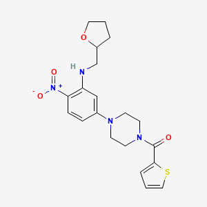 (4-{4-Nitro-3-[(tetrahydrofuran-2-ylmethyl)amino]phenyl}piperazin-1-yl)(thiophen-2-yl)methanone