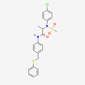 molecular formula C23H23ClN2O3S2 B4194769 N~2~-(4-chlorophenyl)-N~2~-(methylsulfonyl)-N~1~-{4-[(phenylthio)methyl]phenyl}alaninamide 