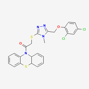 molecular formula C24H20Cl2N4O2S2 B4194793 10-[({5-[(2,4-dichlorophenoxy)methyl]-4-methyl-4H-1,2,4-triazol-3-yl}thio)acetyl]-10,10a-dihydro-4aH-phenothiazine 