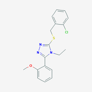 molecular formula C18H18ClN3OS B419481 3-[(2-chlorobenzyl)sulfanyl]-4-ethyl-5-(2-methoxyphenyl)-4H-1,2,4-triazole CAS No. 333313-13-6